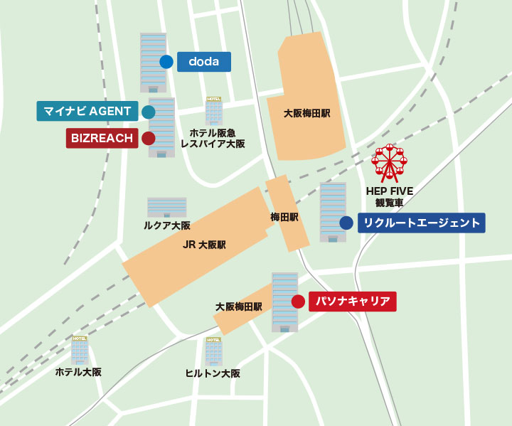 大阪に拠点がある転職エージェントまとめ