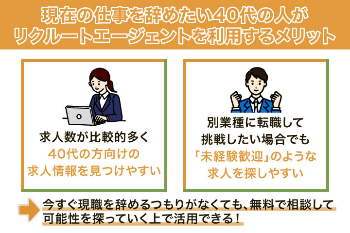 40代で仕事を辞めたい方がリクルートエージェントを利用するメリット